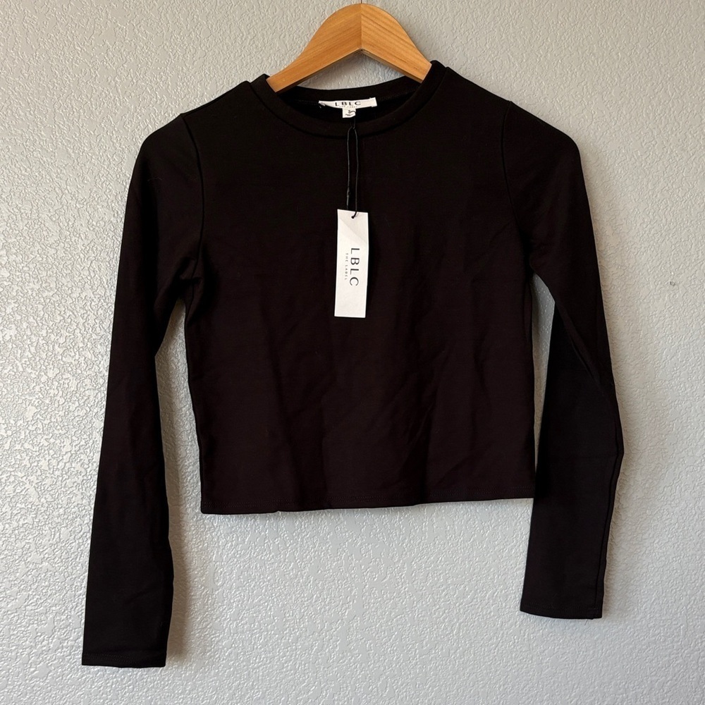 LBLC the Label Black Long Sleeve Crop Tee XS SOFT & STRETCHY